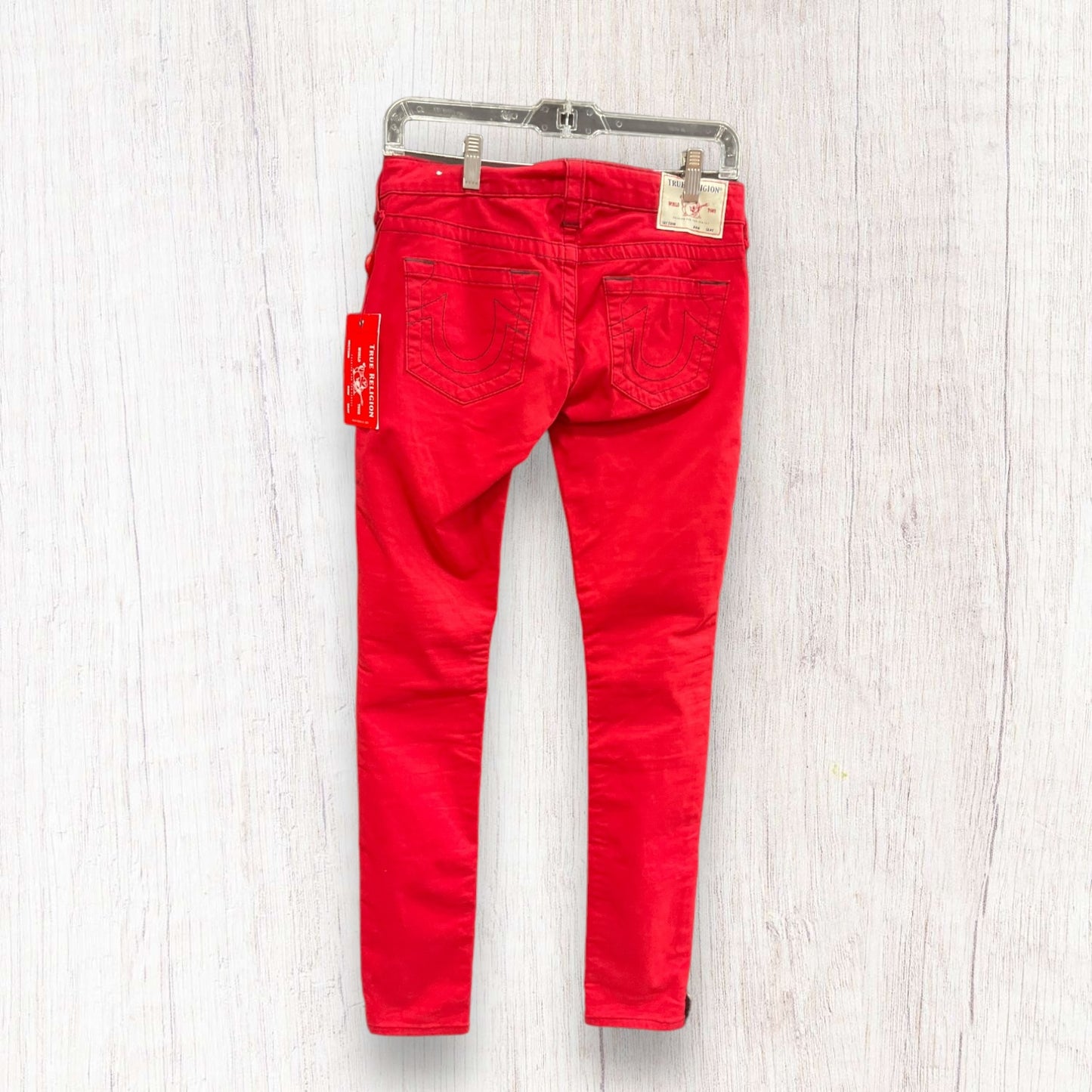 Red Denim Jeans Skinny True Religion, Size 2