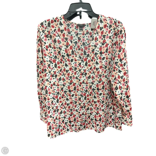 Top Long Sleeve By Ann Taylor In Pink & Red, Size: L