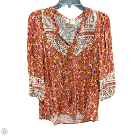 Top Long Sleeve By Jane And Delancey In Orange, Size: M