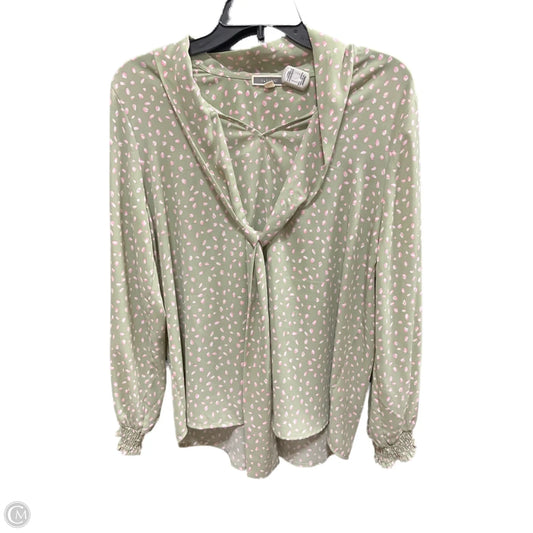 Top Long Sleeve By Cme In Green, Size: L