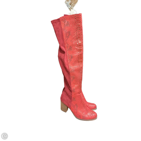 Boots Knee Heels By Cmf In Red, Size: 13.5