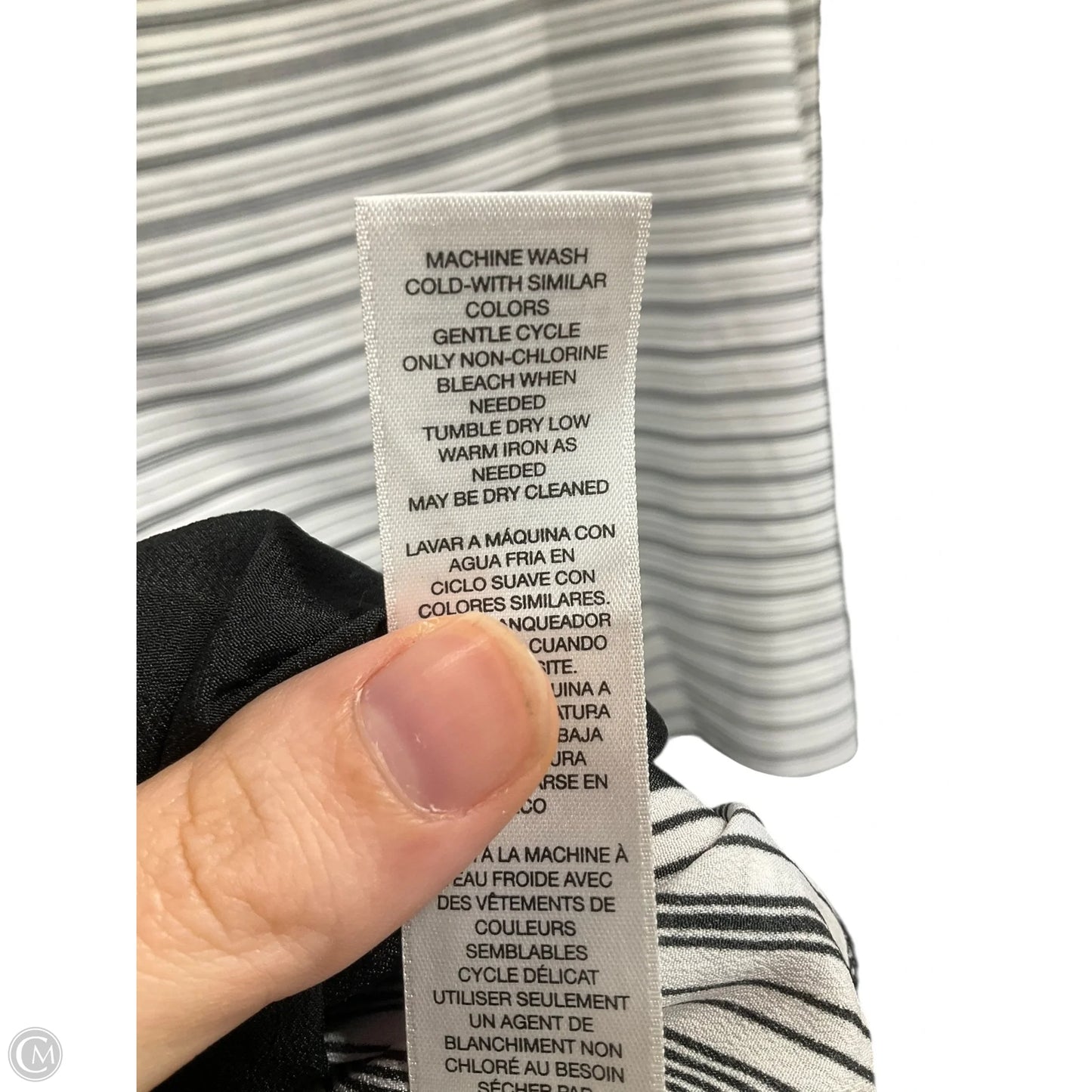 Blouse Long Sleeve By Chicos In Black & White, Size: Xl