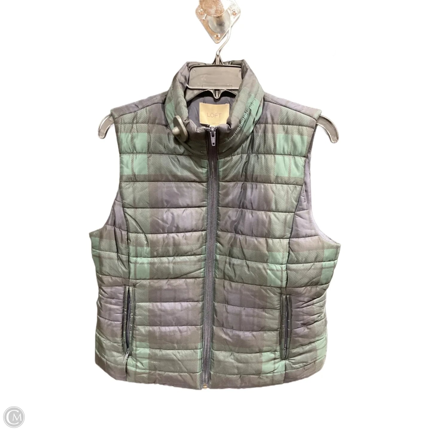 Vest Puffer & Quilted By Loft In Plaid Pattern, Size: M