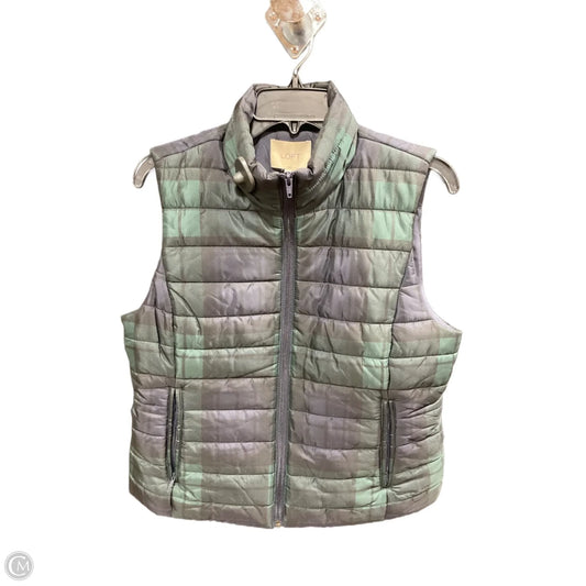 Vest Puffer & Quilted By Loft In Plaid Pattern, Size: M