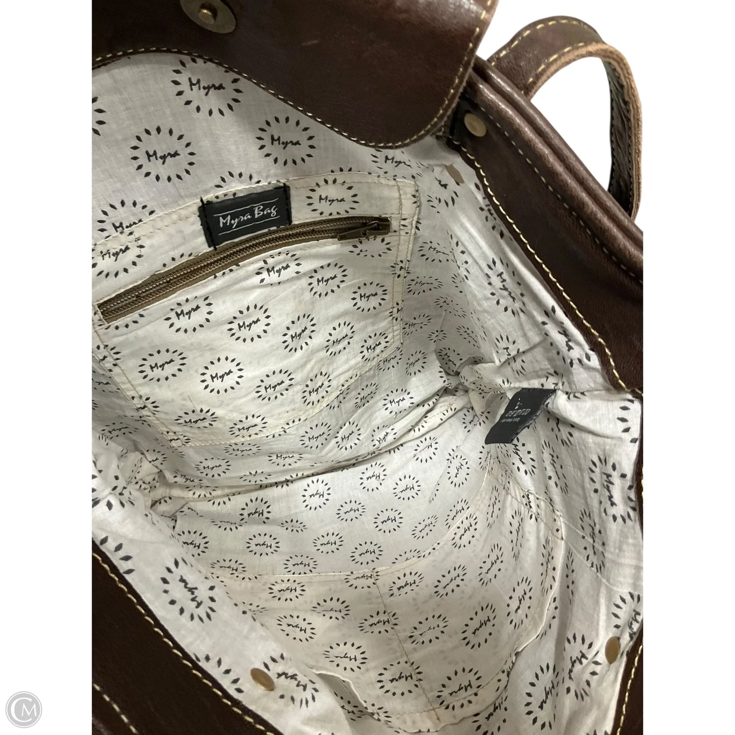 Handbag Leather By Myra, Size: Medium