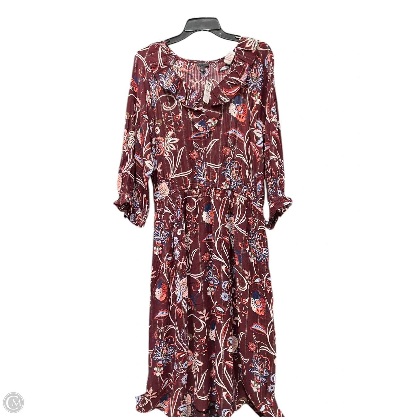Dress Casual Midi By Talbots In Maroon, Size: Xl