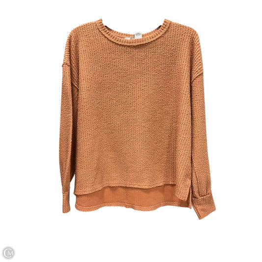 Top Long Sleeve By Blu Pepper In Orange, Size: L