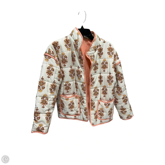 Jacket Puffer & Quilted By Cmf In Orange & White, Size: S