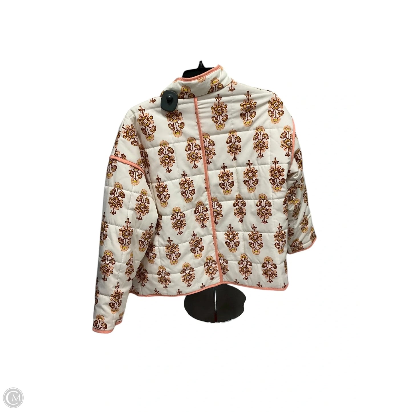 Jacket Puffer & Quilted By Cmf In Orange & White, Size: S