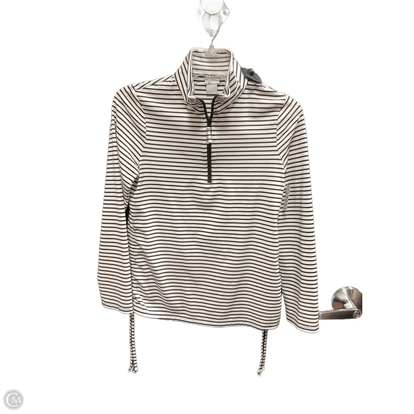 Athletic Top Long Sleeve Collar By Chicos In Striped Pattern, Size: Xs