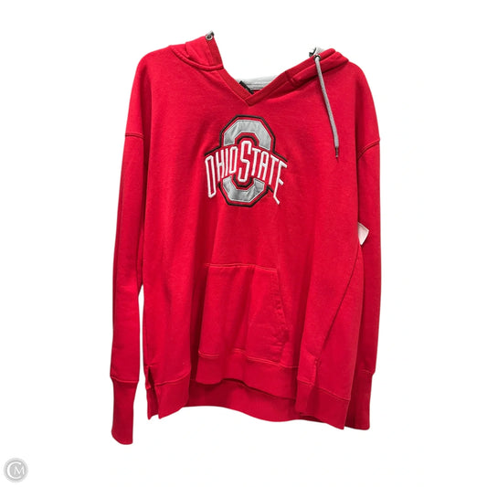 Athletic Top Long Sleeve Hoodie By Colosseum In Red & Silver, Size: M