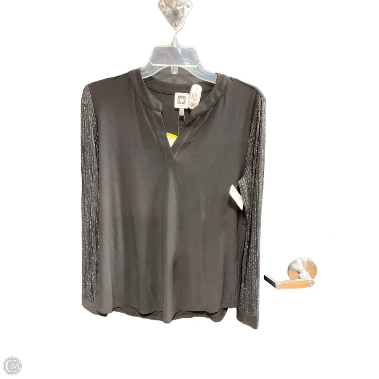 Top Long Sleeve By Anne Klein In Black, Size: M