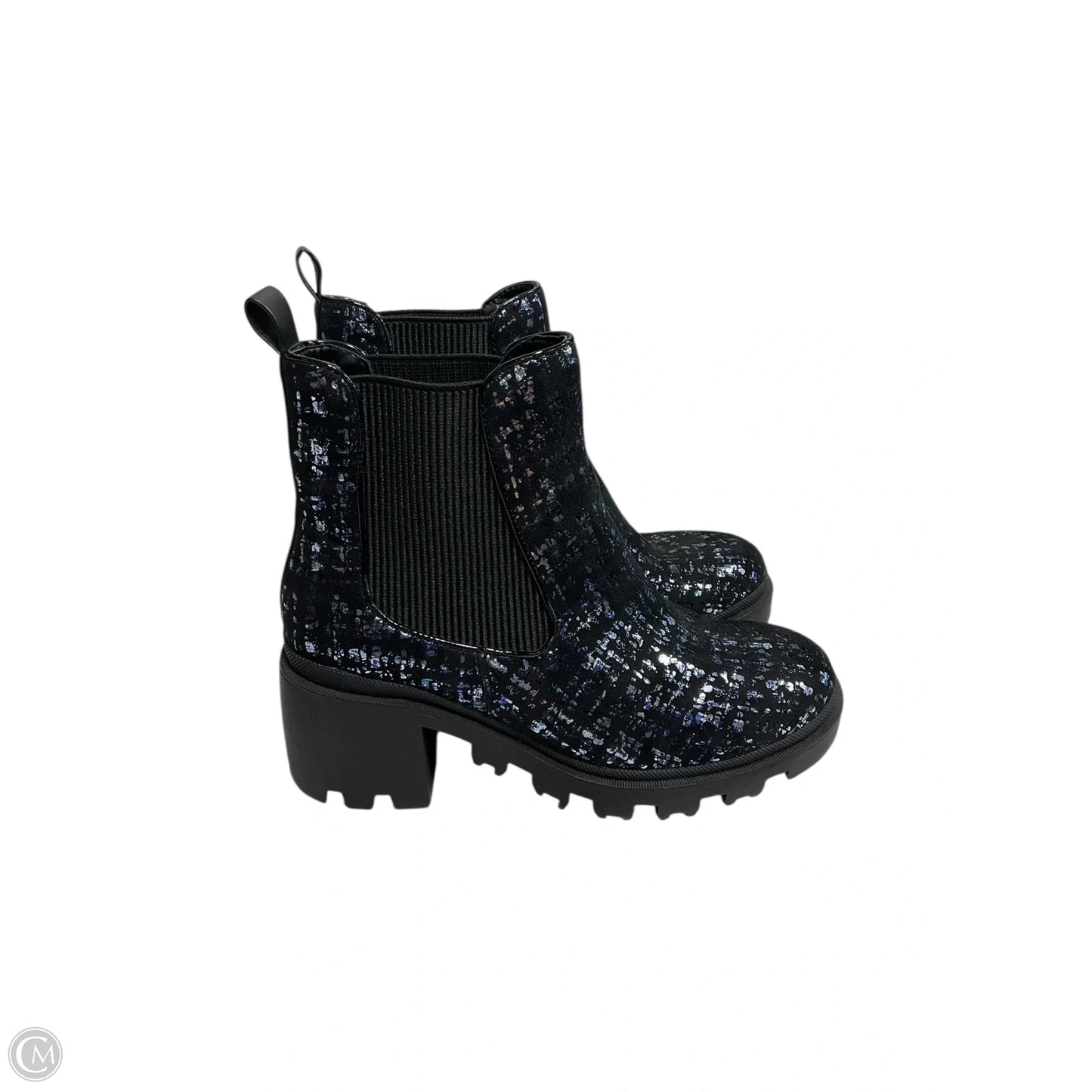 Boots Ankle Heels By Betsey Johnson In Black & Blue, Size: 7.5