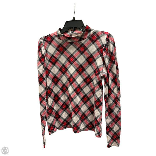 Top Long Sleeve By Loft In Plaid Pattern, Size: M