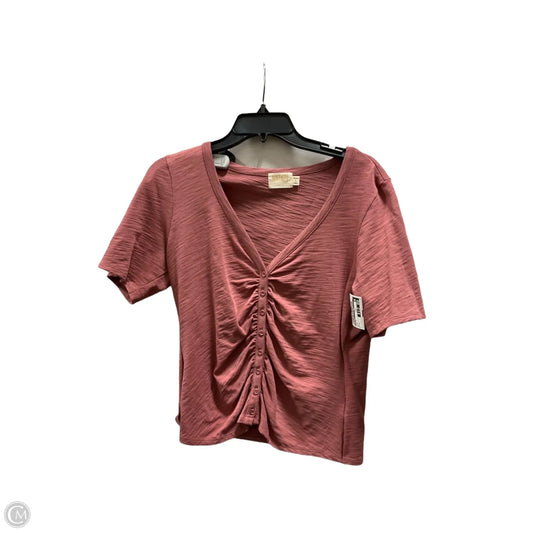 Top Short Sleeve By Nation In Pink, Size: L
