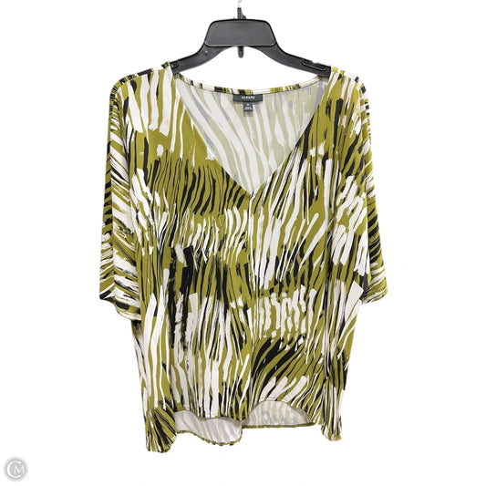 Top Short Sleeve By Alfani In Green & White, Size: 2x
