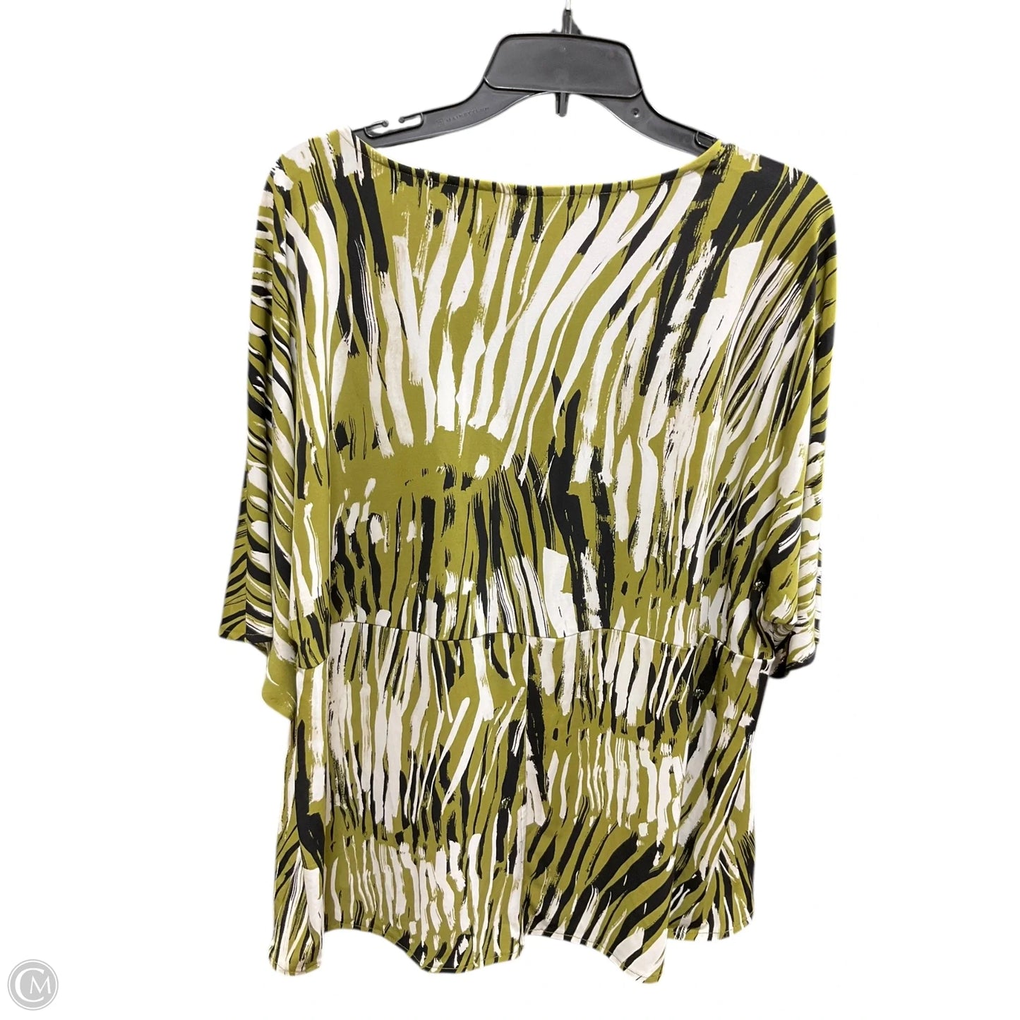Top Short Sleeve By Alfani In Green & White, Size: 2x
