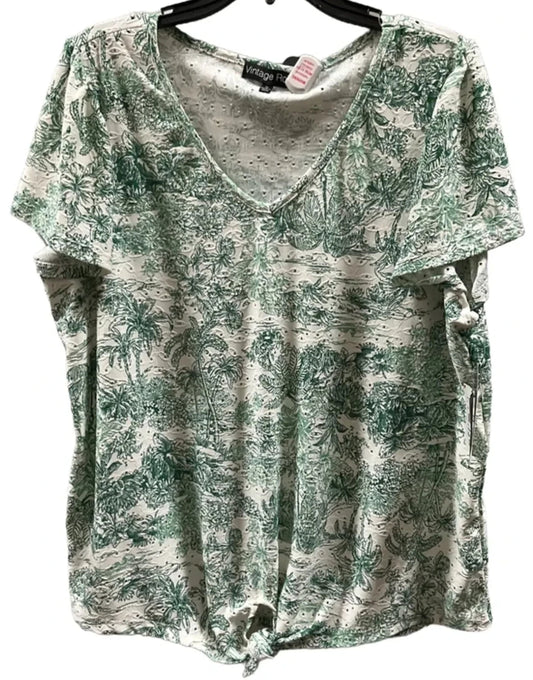 Top Short Sleeve By Cmf In Green, Size: 1x
