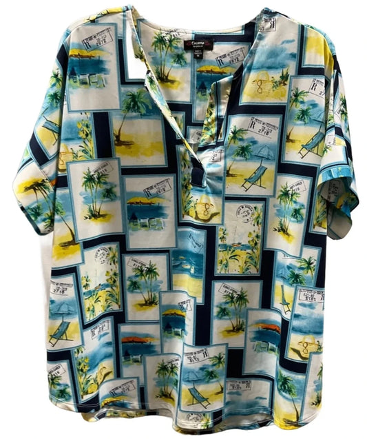 Top Short Sleeve By Cocomo In Multi-colored, Size: 1x