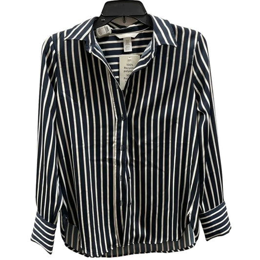 Blouse Long Sleeve By H&m In Striped Pattern, Size: Xs