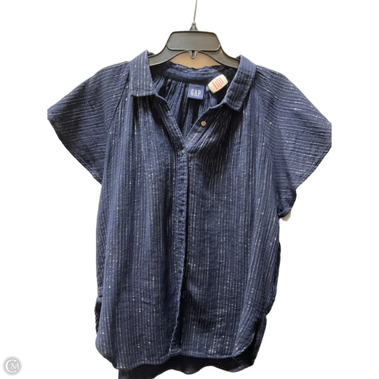 Blouse Short Sleeve By Gap In Blue, Size: L