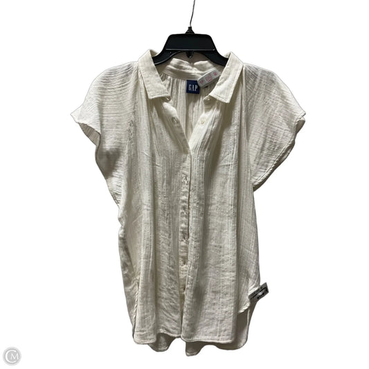 Blouse Short Sleeve By Gap In White, Size: L
