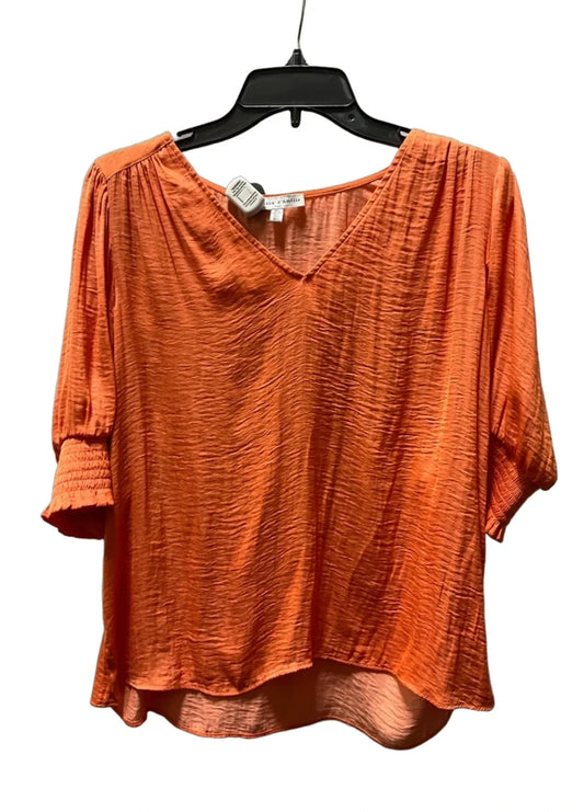 Top Short Sleeve By Maison Damelie In Orange, Size: L