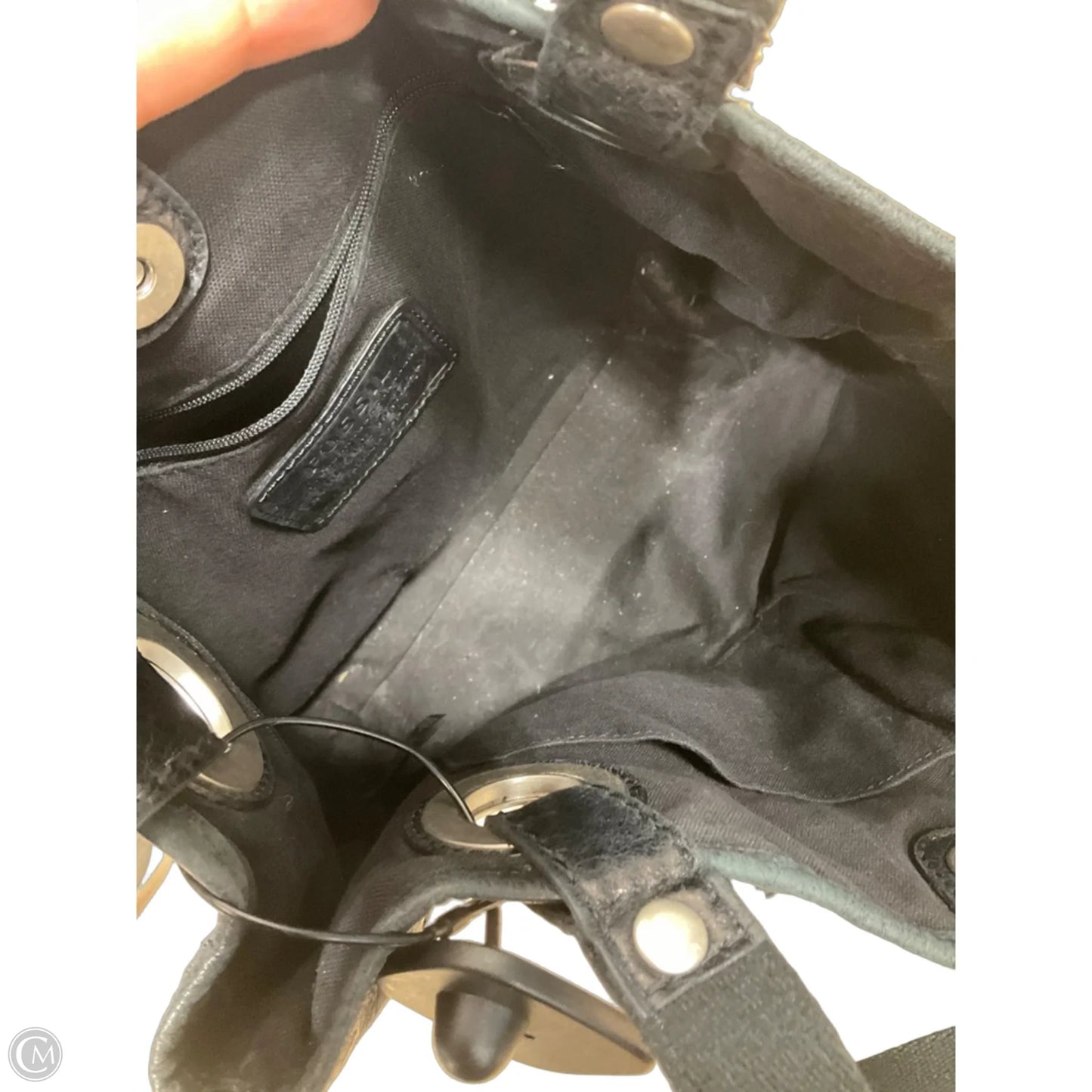 Handbag Leather By Fossil, Size: Medium