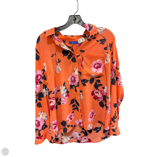 Blouse Long Sleeve By Apt 9 In Orange, Size: L