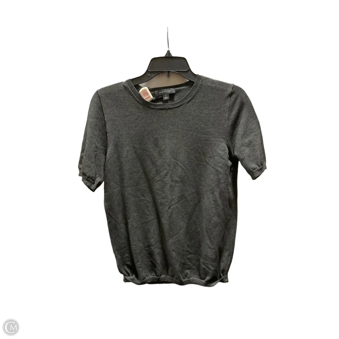 Top Short Sleeve By Ann Taylor In Grey, Size: M