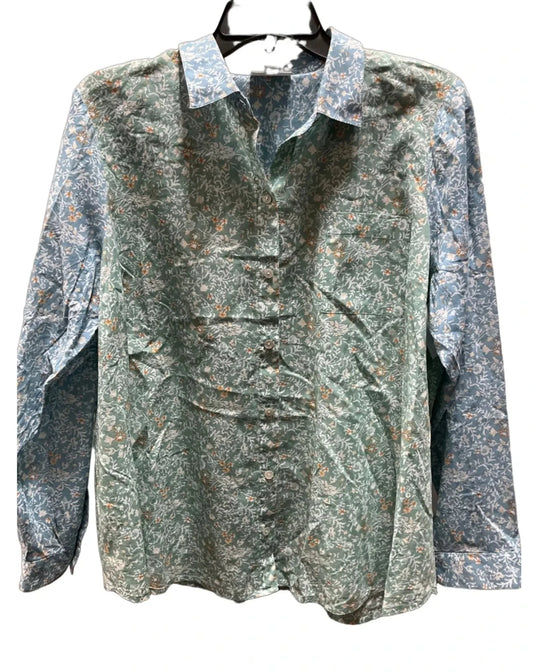 Blouse Long Sleeve By J. Jill In Green, Size: L