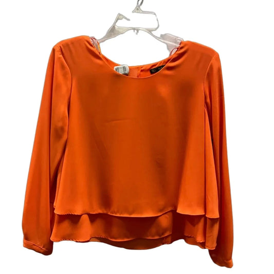 Top Long Sleeve By Zara Basic In Orange, Size: L