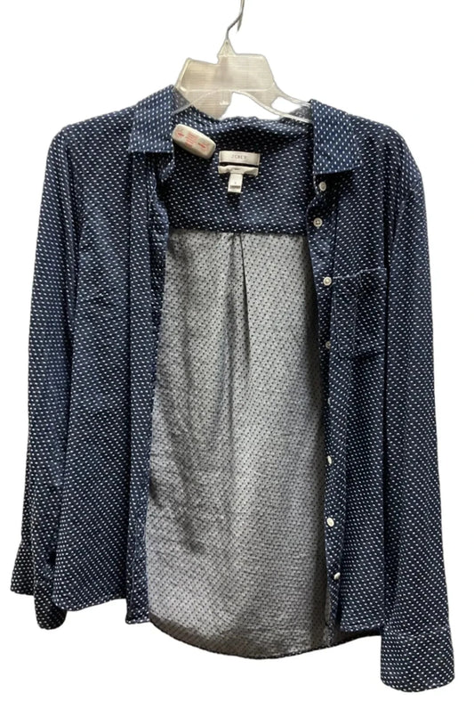 Blouse Long Sleeve By J. Crew In Polkadot Pattern, Size: M