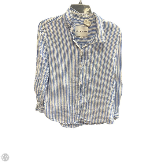 Blouse Long Sleeve By Lola River In Striped Pattern, Size: L