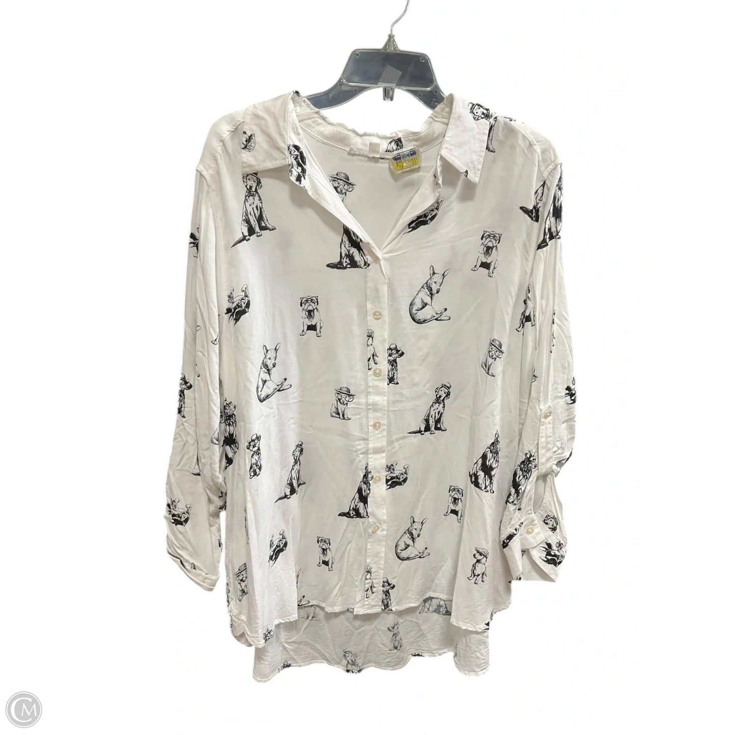 Blouse 3/4 Sleeve By Jane And Delancey In Black & White, Size: 1x