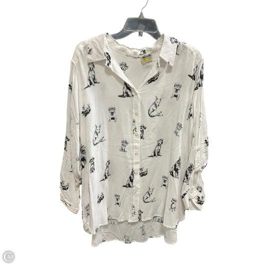 Blouse 3/4 Sleeve By Jane And Delancey In Black & White, Size: 1x