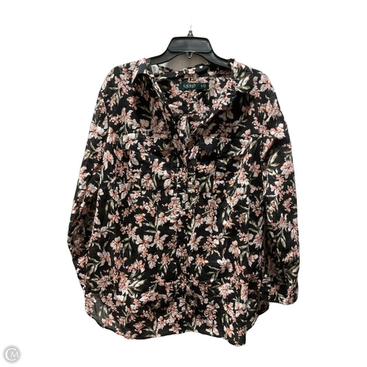 Blouse Long Sleeve By Lauren By Ralph Lauren In Floral Print, Size: 1x