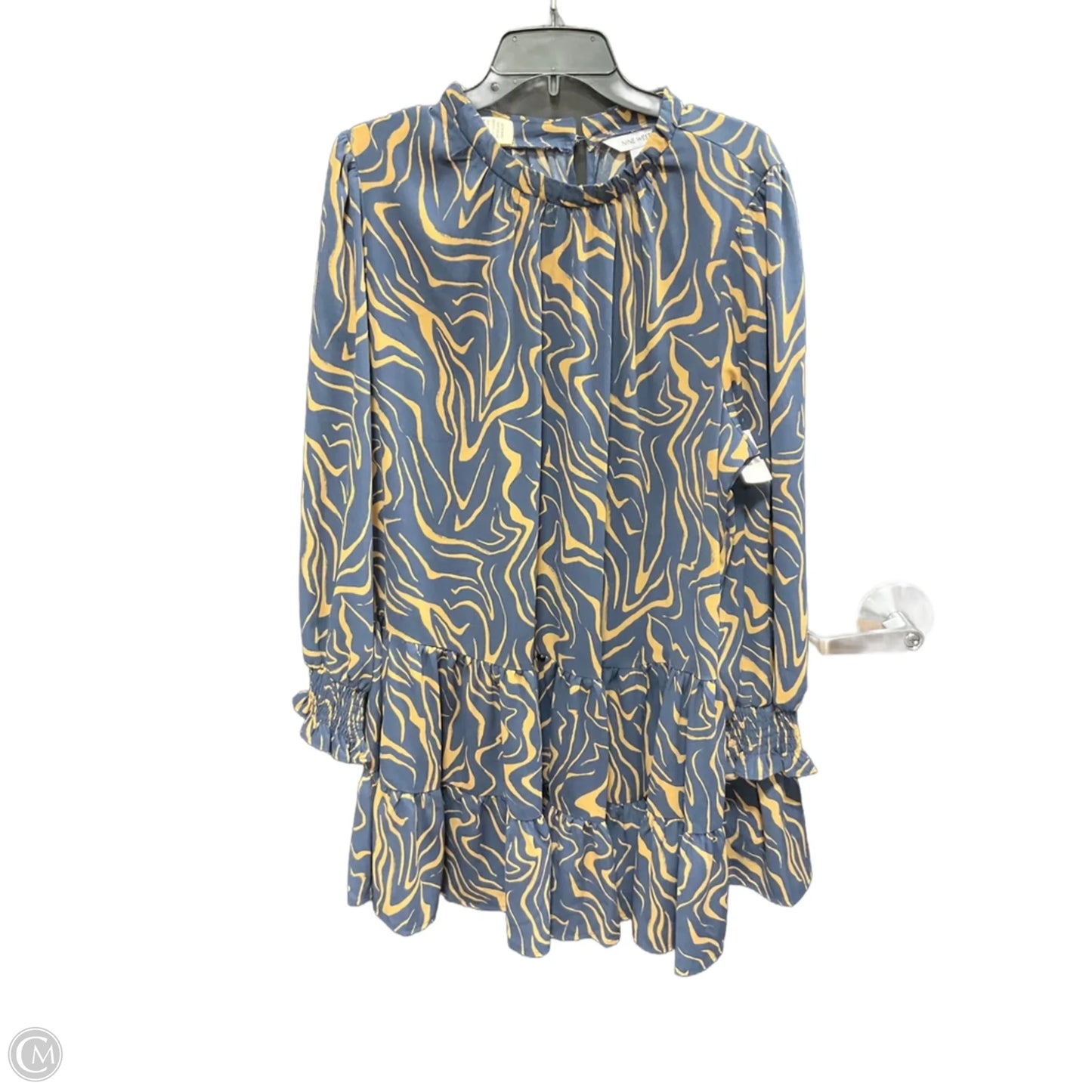 Dress Casual Midi By Nine West In Blue & Brown, Size: 1x