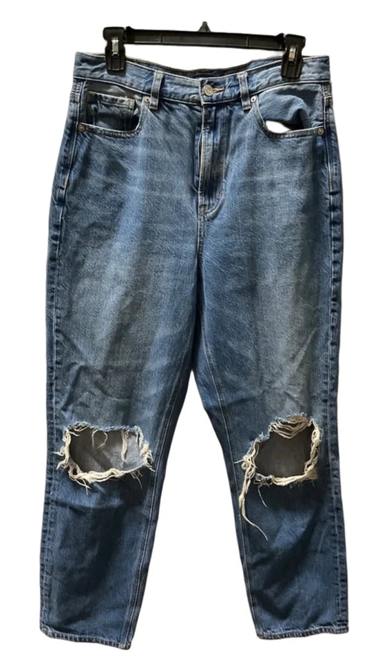 Jeans Straight By American Eagle In Blue Denim, Size: 8