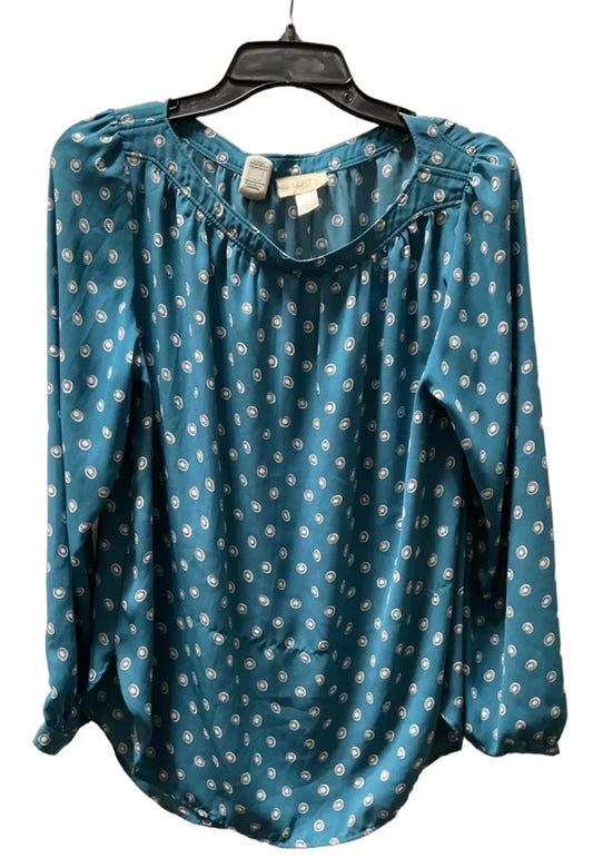 Top Long Sleeve By Loft In Teal, Size: M