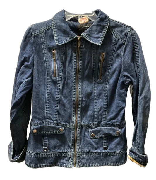 Jacket Denim By Montana West In Blue Denim, Size: M