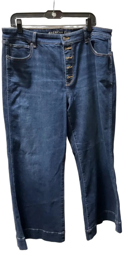 Jeans Wide Leg By American Eagle In Blue Denim, Size: 16