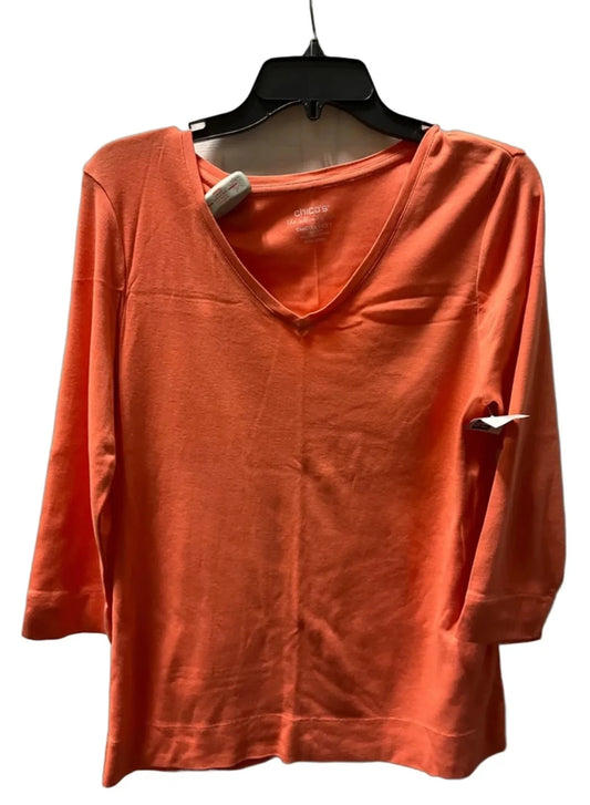 Top Long Sleeve By Chicos In Orange, Size: M