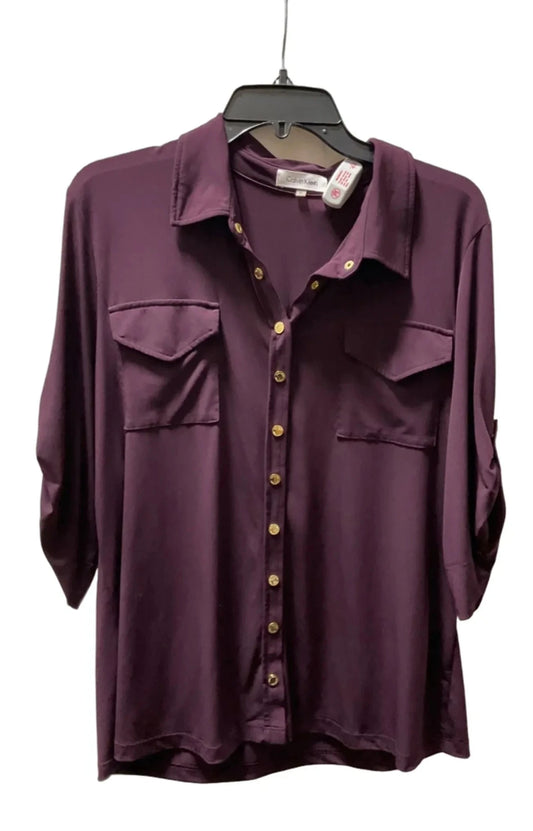 Top Long Sleeve By Calvin Klein In Purple, Size: Xl