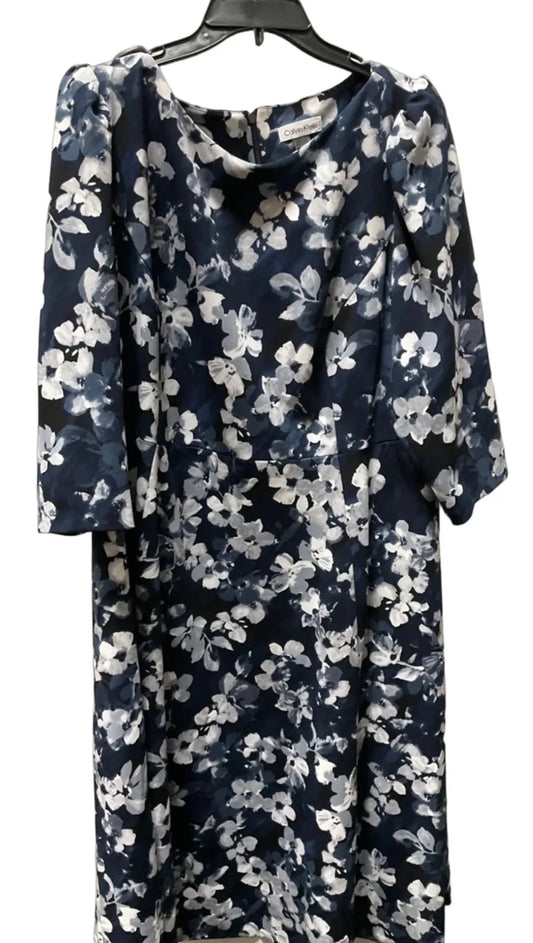 Dress Casual Midi By Calvin Klein In Blue, Size: 1x