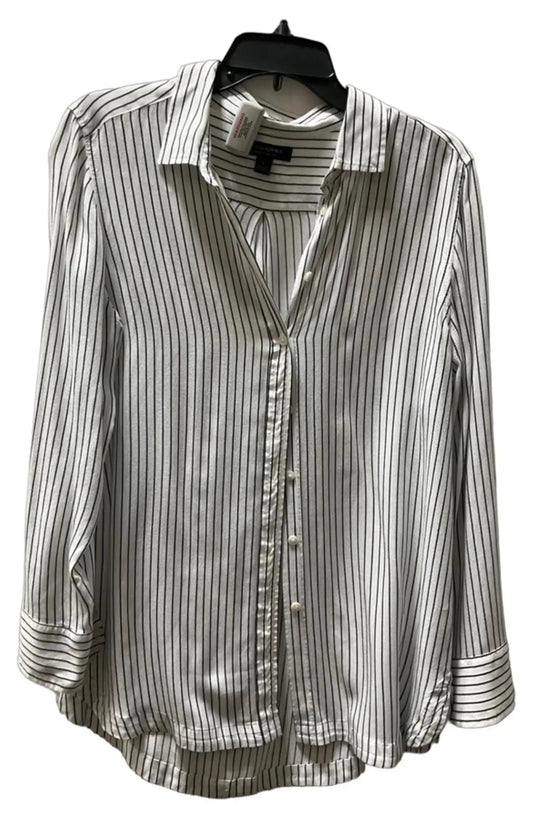 Blouse Long Sleeve By Banana Republic In Striped Pattern, Size: L