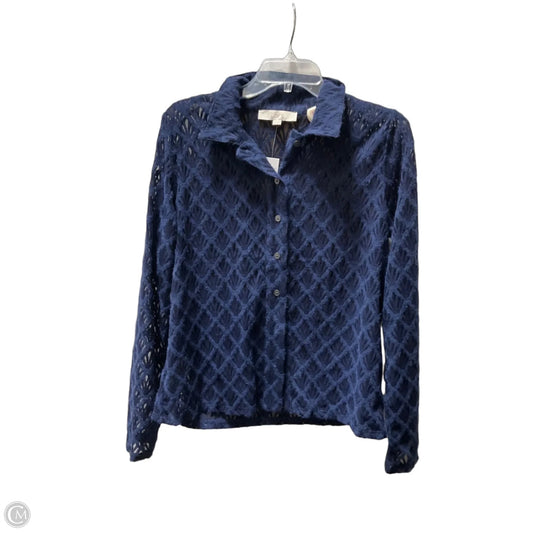 Blouse Long Sleeve By Loft In Blue, Size: L