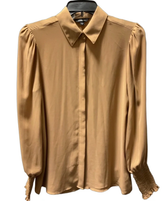 Blouse Long Sleeve By Express In Tan, Size: S