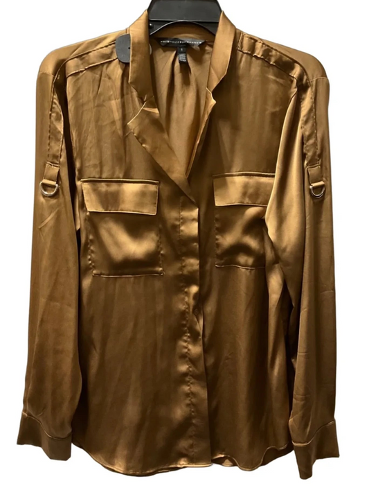 Blouse Long Sleeve By White House Black Market In Gold, Size: S