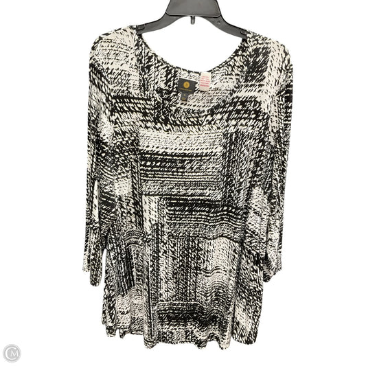 Top Long Sleeve By Jm Collections In Black & White, Size: 2x